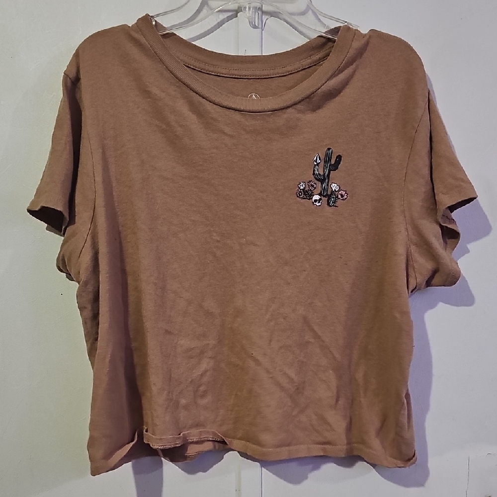 Brown Womens Crop Top W/printed Design